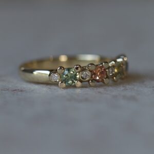 Trouwring metamorfose met nieuwe zetting saffier mix en diamant