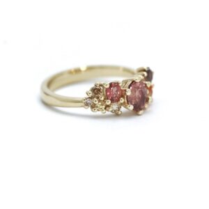 diamant saffier robijn geelgoud verlovingsring